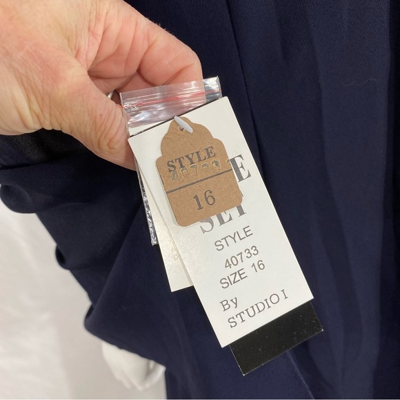 Studio I 2pc. Beaded Navy Blue Elegant Special Event Dress - Picture 8 of 14